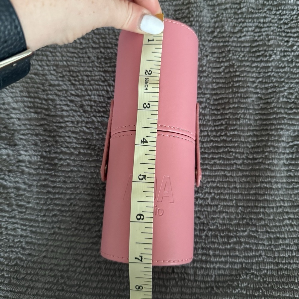 AOA Studio Pink Makeup Brush Vegan Leather Carrying Case Cylinder Holder Barbie - Picture 4 of 6